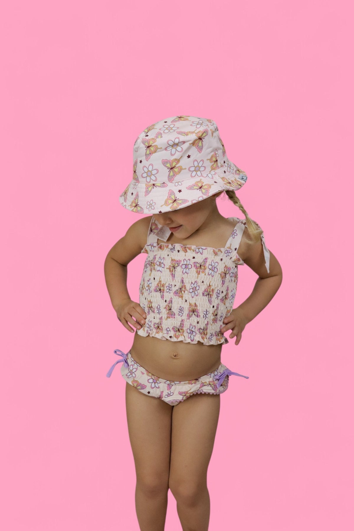 DREAM BIG LITTLE CO BLOSSOMIN’ BUTTERFLY DREAM SMOCKED TANKINI TWO PIECE SWIM SUITEveretts Place