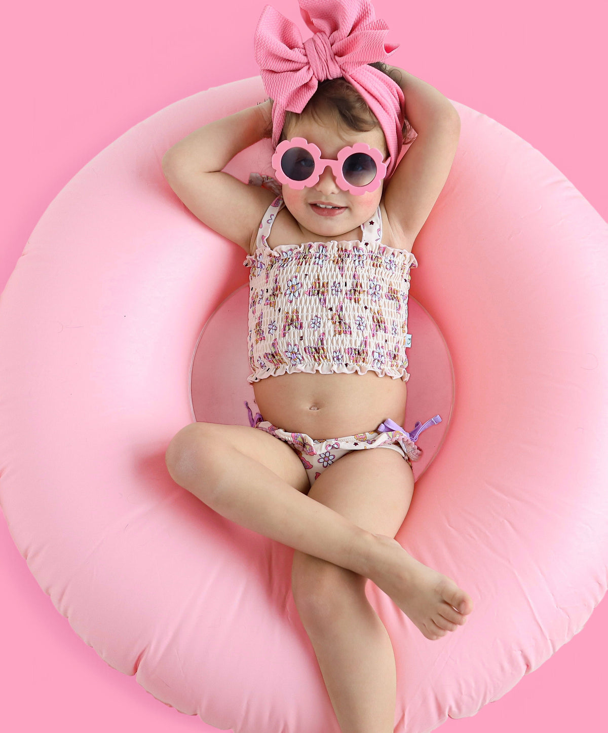 DREAM BIG LITTLE CO BLOSSOMIN’ BUTTERFLY DREAM SMOCKED TANKINI TWO PIECE SWIM SUITEveretts Place