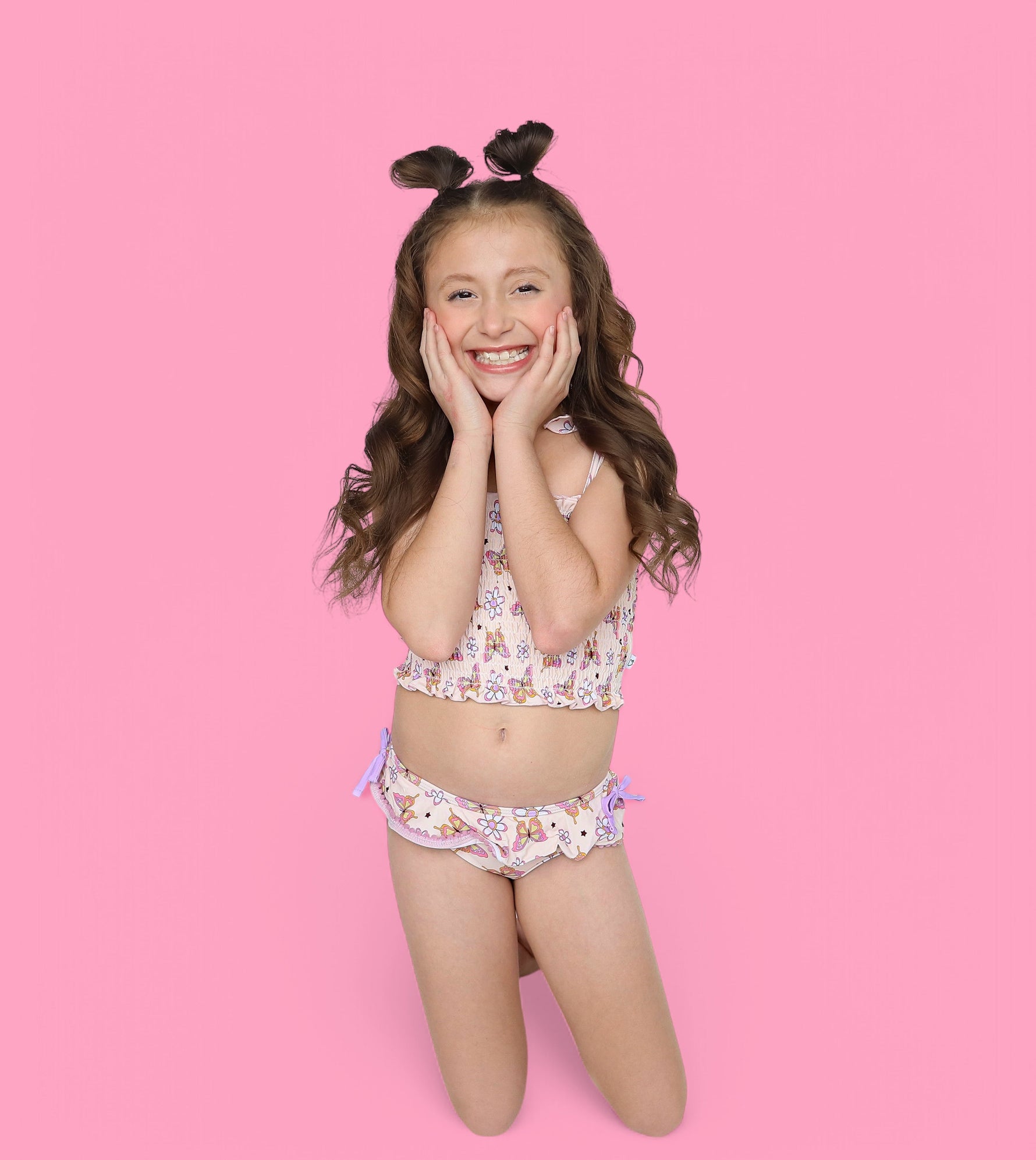 DREAM BIG LITTLE CO BLOSSOMIN’ BUTTERFLY DREAM SMOCKED TANKINI TWO PIECE SWIM SUITEveretts Place