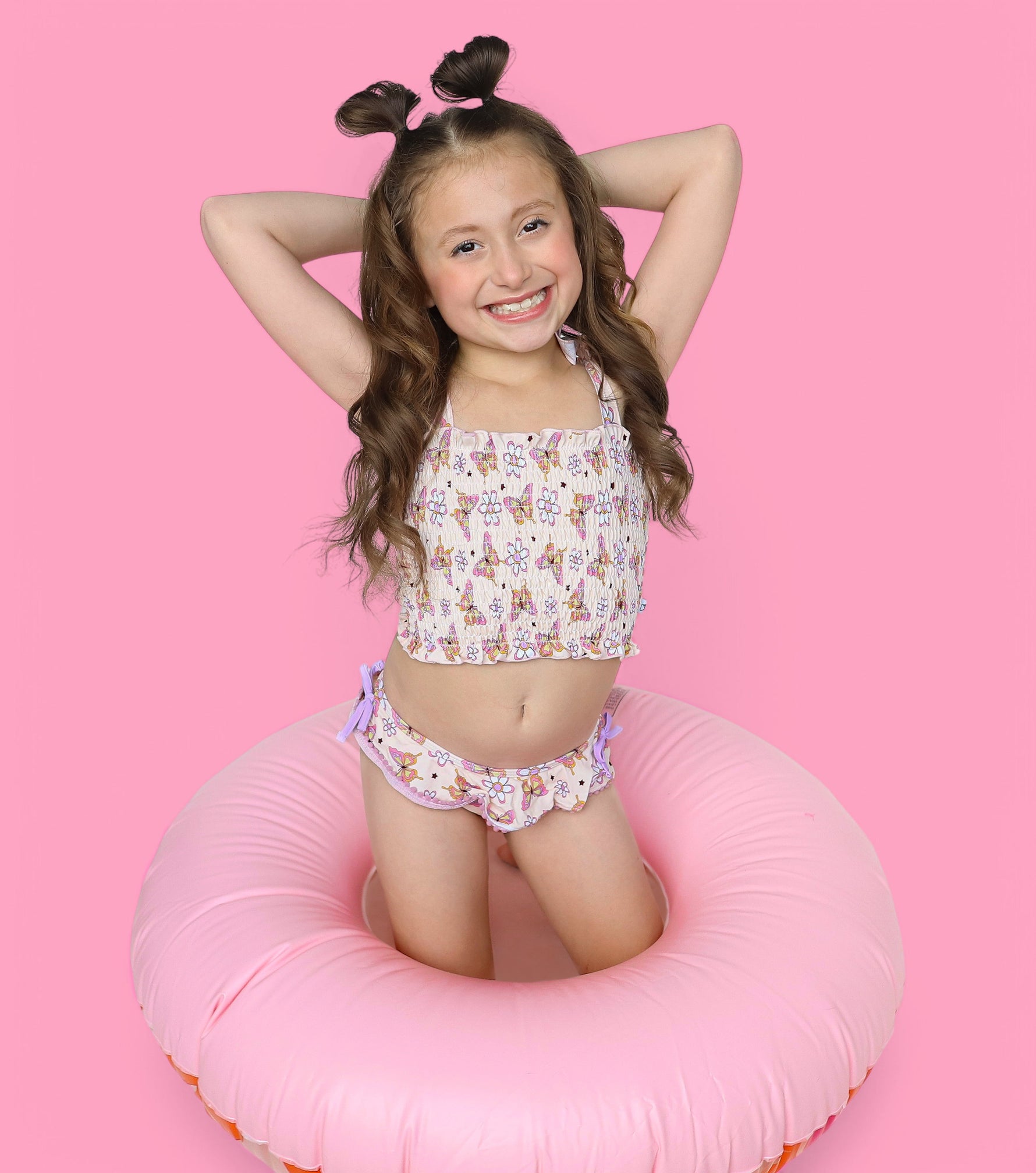 DREAM BIG LITTLE CO BLOSSOMIN’ BUTTERFLY DREAM SMOCKED TANKINI TWO PIECE SWIM SUITEveretts Place