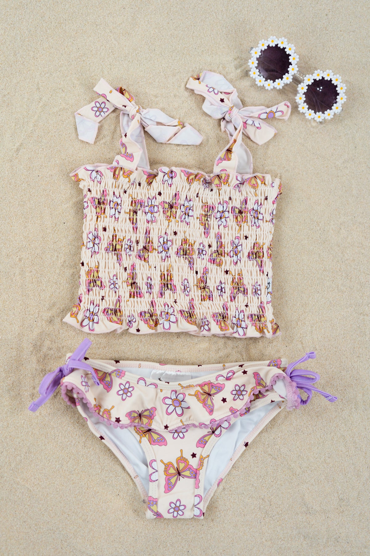 DREAM BIG LITTLE CO BLOSSOMIN’ BUTTERFLY DREAM SMOCKED TANKINI TWO PIECE SWIM SUITEveretts Place