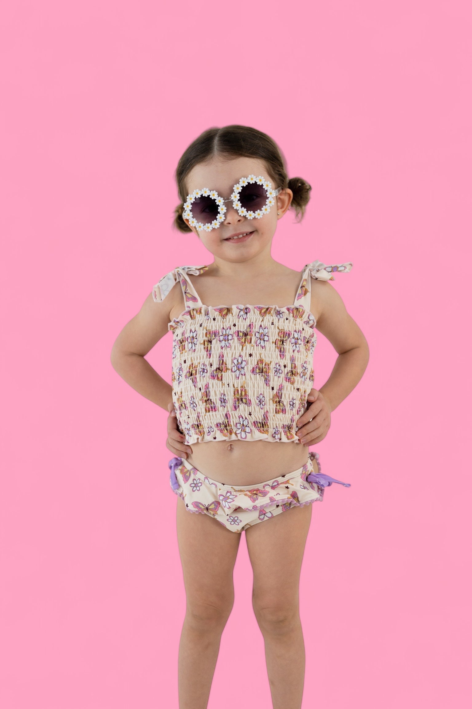 DREAM BIG LITTLE CO BLOSSOMIN’ BUTTERFLY DREAM SMOCKED TANKINI TWO PIECE SWIM SUITEveretts Place