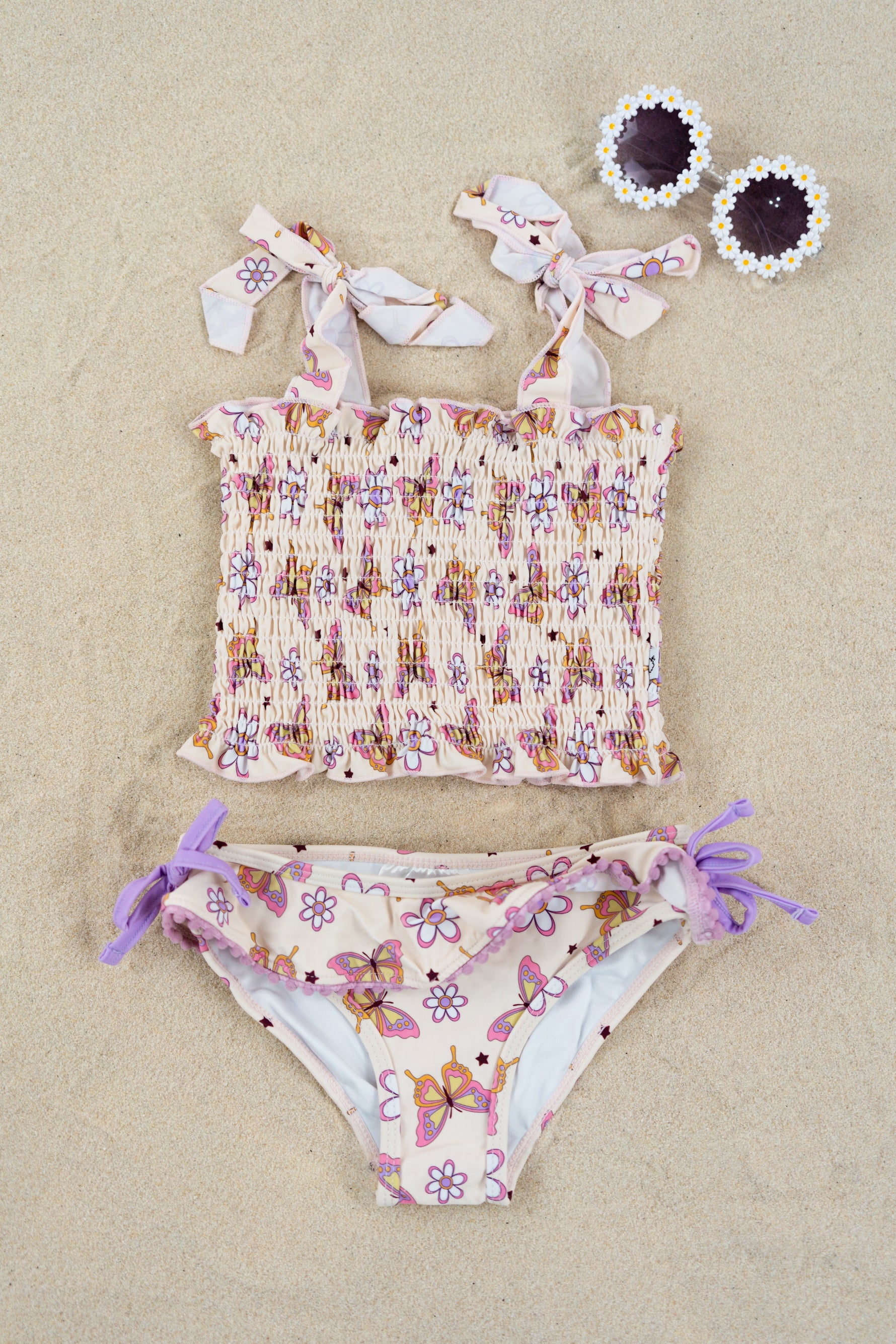 DREAM BIG LITTLE CO BLOSSOMIN’ BUTTERFLY DREAM SMOCKED TANKINI TWO PIECE SWIM SUITEveretts Place