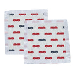 Newcastle Classics Blue and Red Fire Trucks - Soft Cotton Muslin Security Blanket for Toddlers - Baby & Toddler > Swaddling & Receiving Blankets > Receiving Blankets Cotton Security Blanket