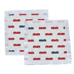 Newcastle Classics Blue and Red Fire Trucks - Soft Cotton Muslin Security Blanket for Toddlers - Everetts Place Boutique -