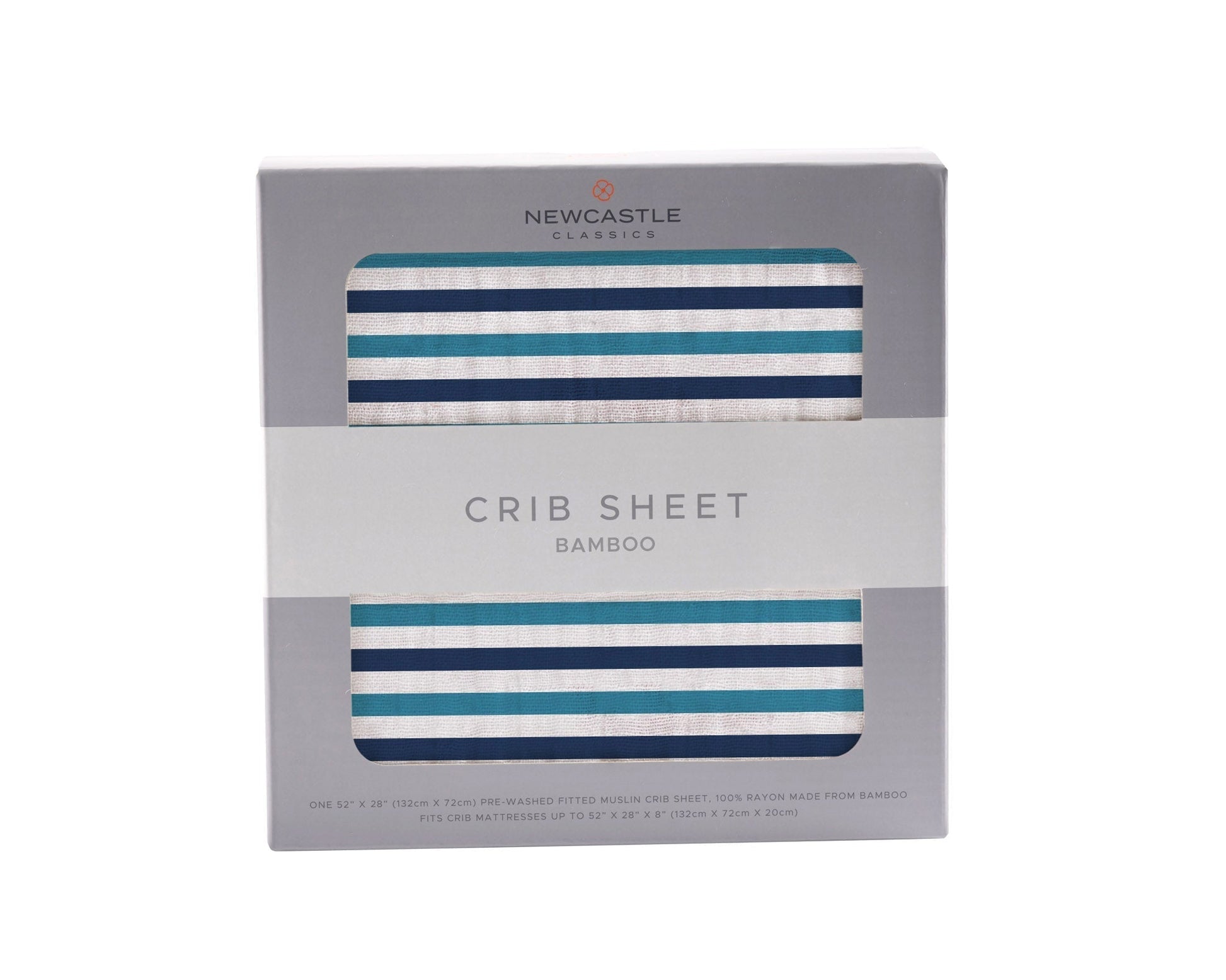 Blue and White Stripe Bamboo Crib Sheet for Standard Mattresses 100 Percent Natural Muslin Soft and Breathable 28 x 52 Inches Newcastle Classics