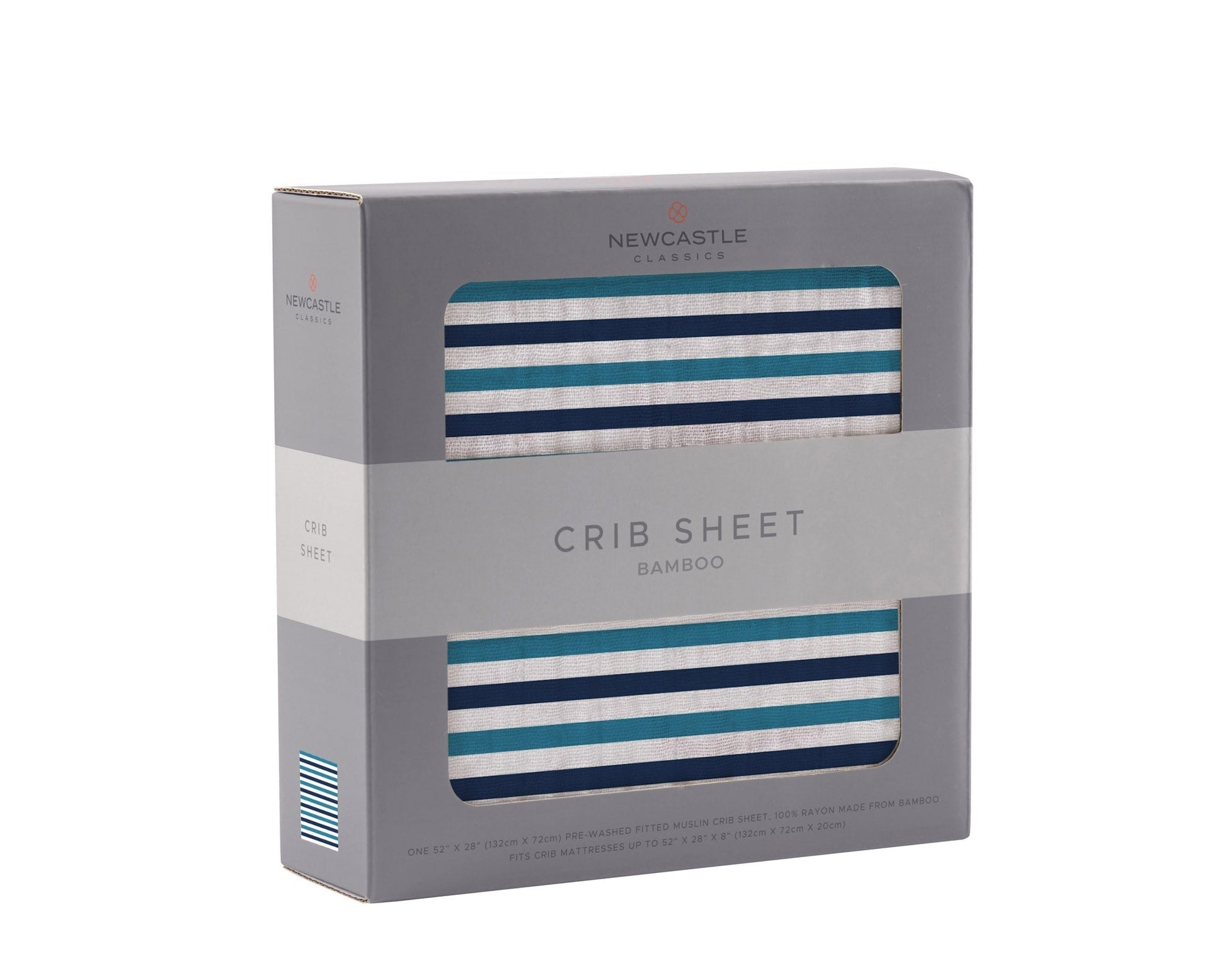 Blue and White Stripe Bamboo Crib Sheet for Standard Mattresses 100 Percent Natural Muslin Soft and Breathable 28 x 52 Inches Newcastle Classics