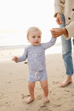 Mebie Baby Blue Beach Long Sleeve Swim Set - 
