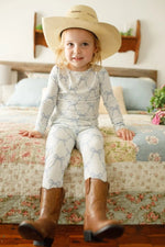 Little Joy Co. Blue Belle 2pc Ribbed Bamboo Pajamas Sleep Set For Kids - Everetts Place Boutique - 