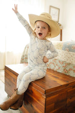 Little Joy Co. Blue Belle 2pc Ribbed Bamboo Pajamas Sleep Set For Kids - Everetts Place Boutique - 