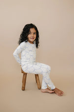 Little Joy Co. Blue Belle 2pc Ribbed Bamboo Pajamas Sleep Set For Kids - Everetts Place Boutique - 