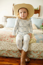 Little Joy Co. Blue Belle 2pc Ribbed Bamboo Pajamas Sleep Set For Kids - Everetts Place Boutique - 