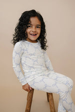 Little Joy Co. Blue Belle 2pc Ribbed Bamboo Pajamas Sleep Set For Kids - Everetts Place Boutique - 