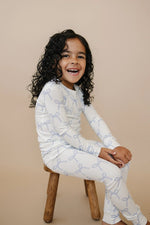 Little Joy Co. Blue Belle 2pc Ribbed Bamboo Pajamas Sleep Set For Kids - Everetts Place Boutique - 