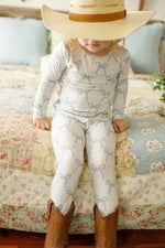 Little Joy Co. Blue Belle 2pc Ribbed Bamboo Pajamas Sleep Set For Kids - Everetts Place Boutique - 