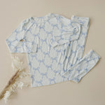 Little Joy Co. Blue Belle 2pc Ribbed Bamboo Pajamas Sleep Set For Kids - Everetts Place Boutique - 