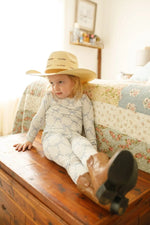 Little Joy Co. Blue Belle 2pc Ribbed Bamboo Pajamas Sleep Set For Kids - Everetts Place Boutique - 