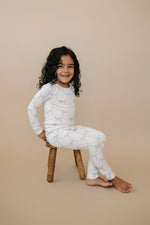 Little Joy Co. Blue Belle 2pc Ribbed Bamboo Pajamas Sleep Set For Kids - Everetts Place Boutique - 