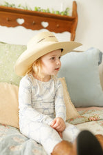 Little Joy Co. Blue Belle 2pc Ribbed Bamboo Pajamas Sleep Set For Kids - Everetts Place Boutique - 
