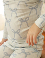 Little Joy Co. Blue Belle 2pc Ribbed Bamboo Pajamas Sleep Set For Kids - Everetts Place Boutique - 