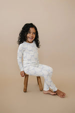 Little Joy Co. Blue Belle 2pc Ribbed Bamboo Pajamas Sleep Set For Kids - Everetts Place Boutique - 