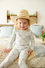 Little Joy Co. Blue Belle 2pc Ribbed Bamboo Pajamas Sleep Set For Kids - Everetts Place Boutique - 