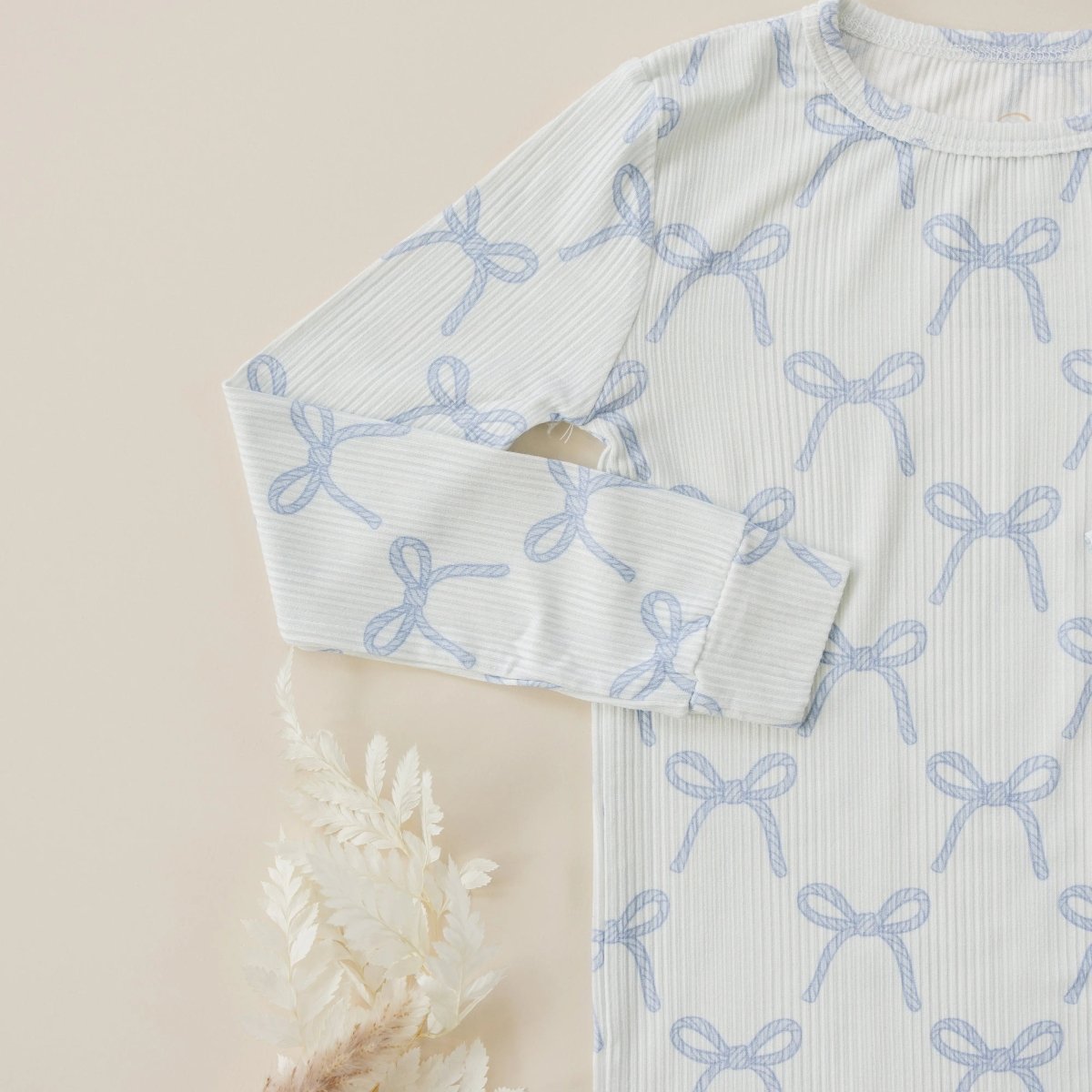 Little Joy Co. Blue Belle 2pc Ribbed Bamboo Pajamas Sleep Set For Kids - Everetts Place Boutique - 