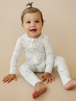 Little Joy Co. Blue Belle Ribbed Bamboo Zippy Romper With Foldover Feet - Everetts Place Boutique - 