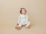 Little Joy Co. Blue Belle Ribbed Bamboo Zippy Romper With Foldover Feet - Everetts Place Boutique - 