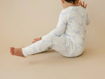 Little Joy Co. Blue Belle Ribbed Bamboo Zippy Romper With Foldover Feet - Everetts Place Boutique - 