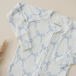 Little Joy Co. Blue Belle Ribbed Bamboo Zippy Romper With Foldover Feet - Everetts Place Boutique - 