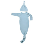 Three Little Tots Blue Bird Ribbed Knotted Newborn Gown - 