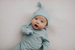 Three Little Tots Blue Bird Ribbed Knotted Newborn Gown - 