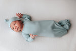 Three Little Tots Blue Bird Ribbed Knotted Newborn Gown - 