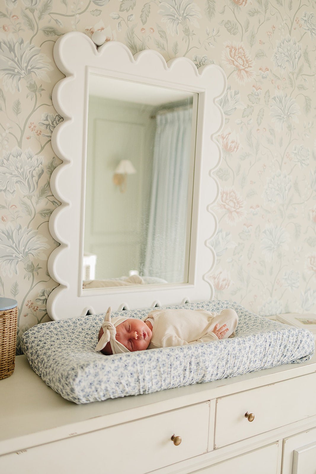 Mebie Baby Blue Blossom Muslin Changing Pad CoverEveretts Place