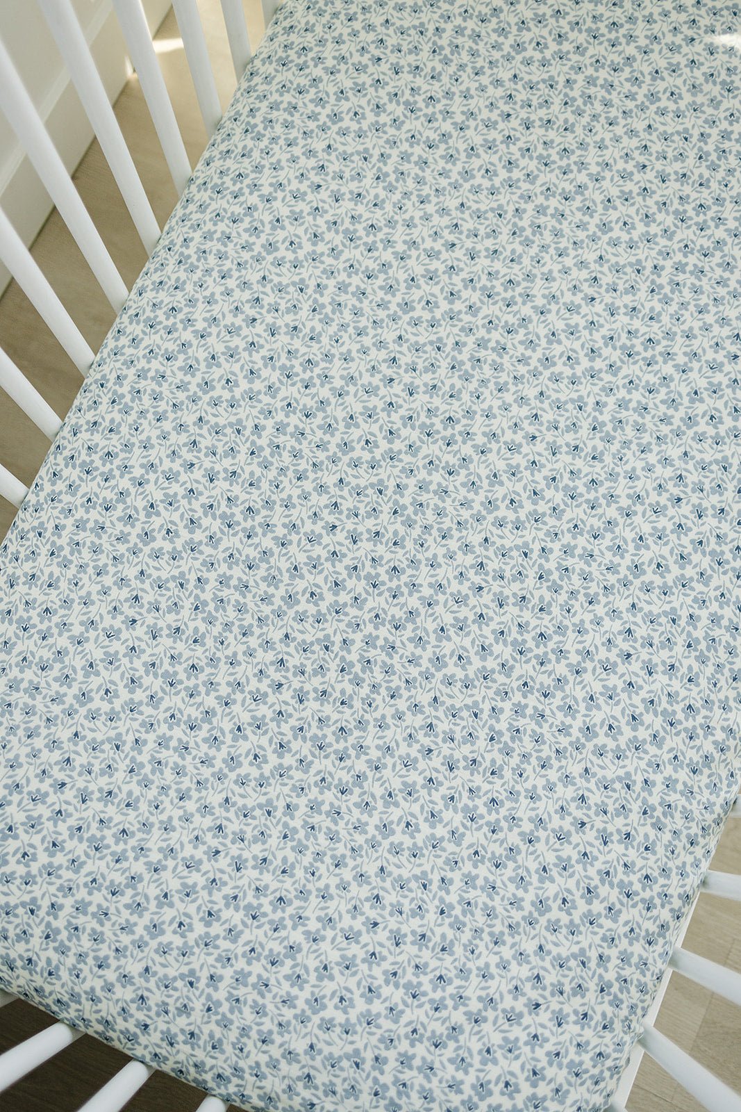 Mebie Baby Blue Blossom Muslin Crib Sheet - 