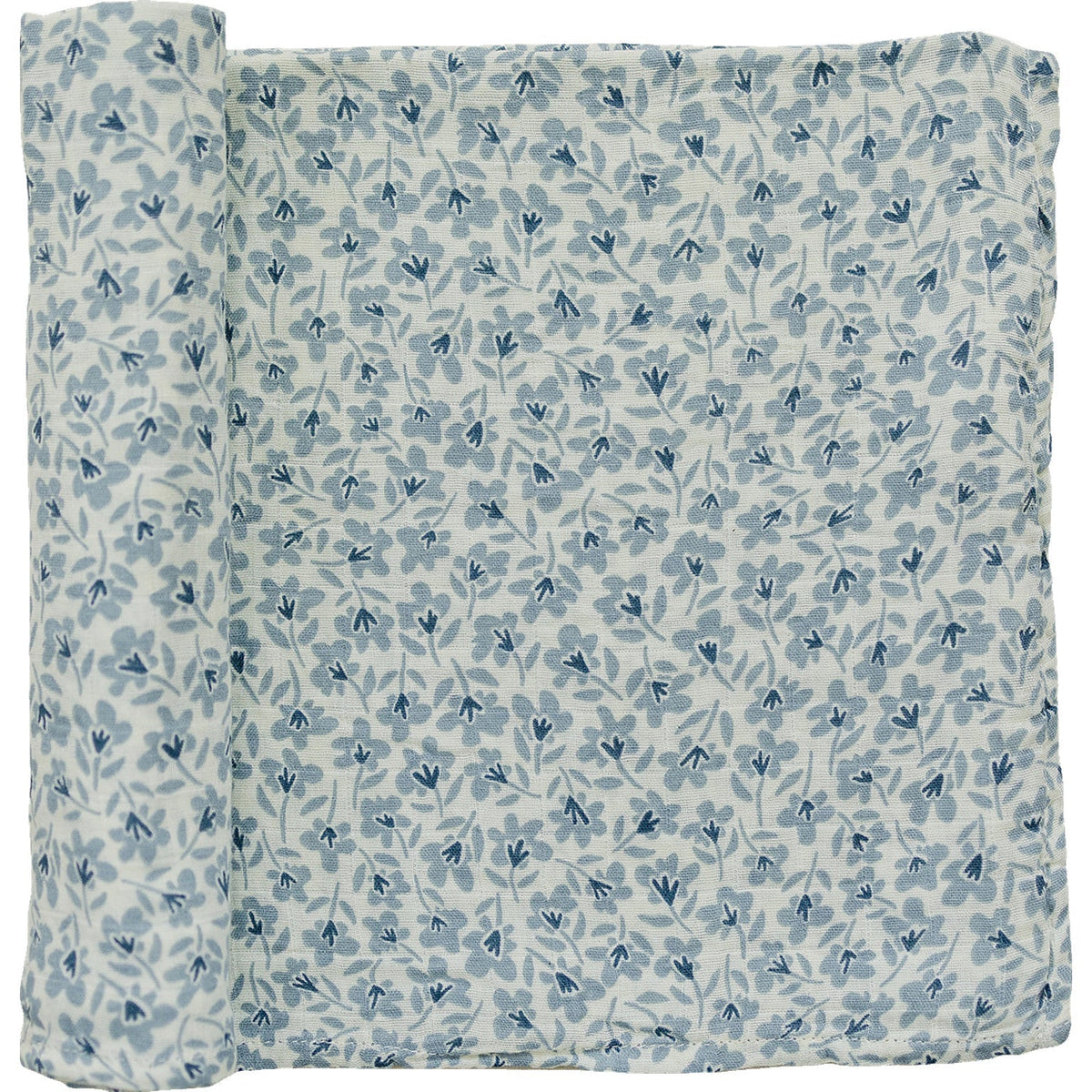 Mebie Baby Blue Blossom Muslin Swaddle Blanket - 