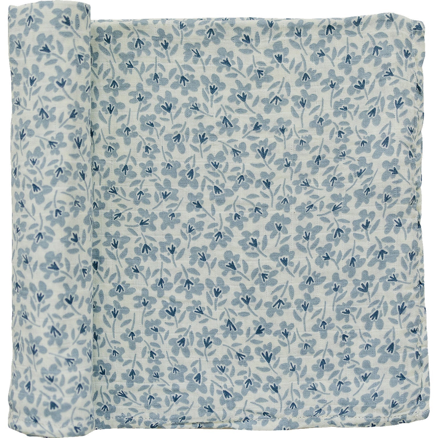 Mebie Baby Blue Blossom Muslin Swaddle Blanket - 