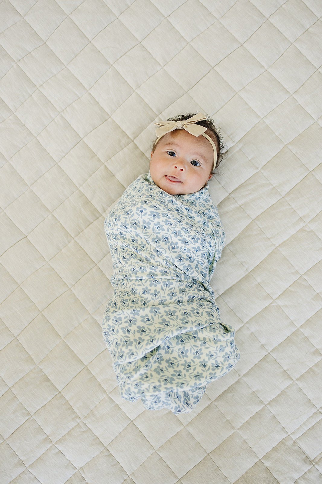 Mebie Baby Blue Blossom Muslin Swaddle Blanket - 