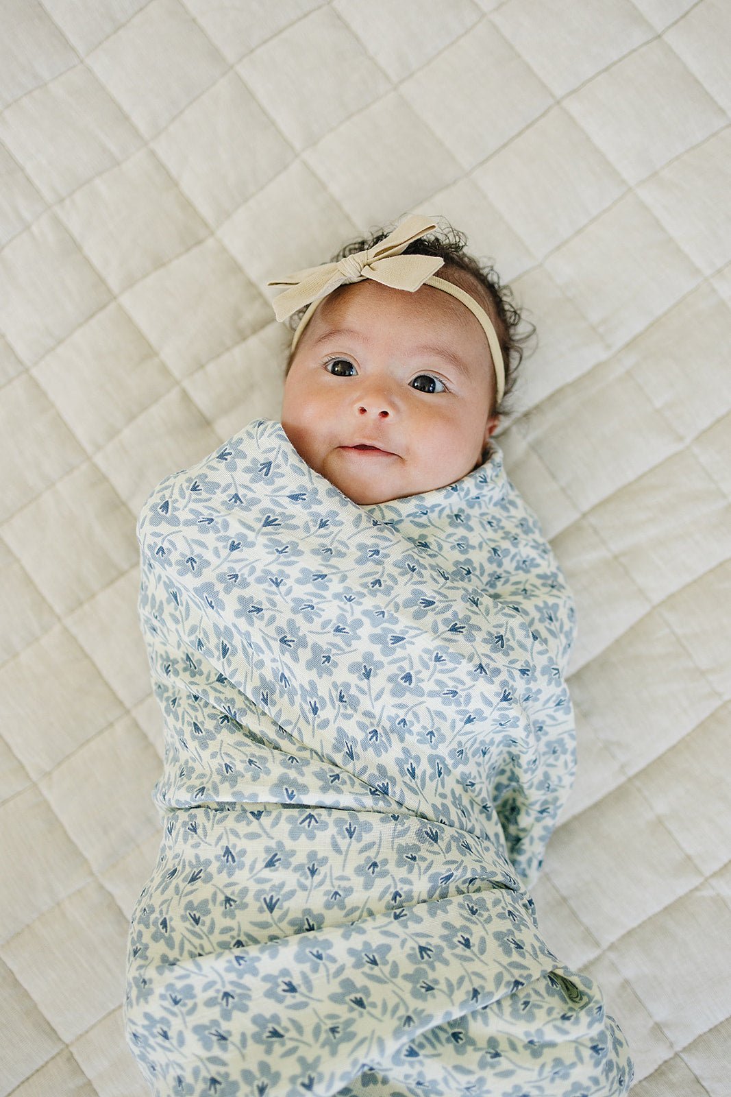Mebie Baby Blue Blossom Muslin Swaddle Blanket - 