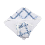 Newcastle Classics Blue Buffalo Check Plaid Hooded Towel Set with Soft Cotton for Kids - Baby & Toddler > Baby Bathing Cotton Hooded Towel & Washcloth Set
