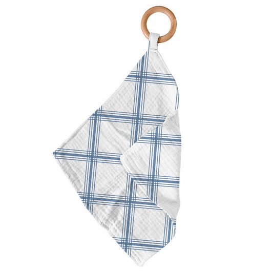 Blue Buffalo Check Plaid Newcastle Teether with Removable Beach Wood Ring Newcastle Classics