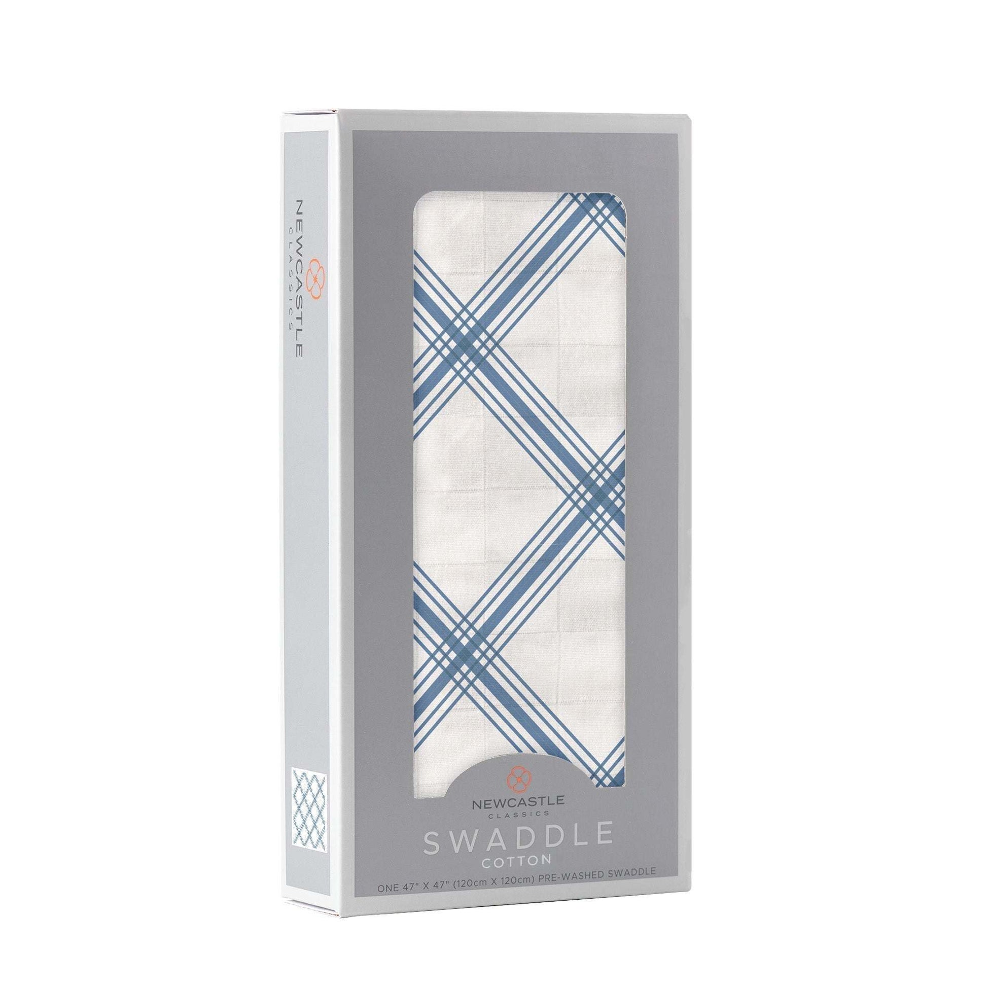 Blue Buffalo Check Plaid Swaddle Soft Breathable 100 Percent Natural Cotton Muslin Newcastle Classics