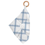 Newcastle Classics Blue Buffalo Check Plaid Teether with Removable Wood Ring for Infants - Everetts Place Boutique -