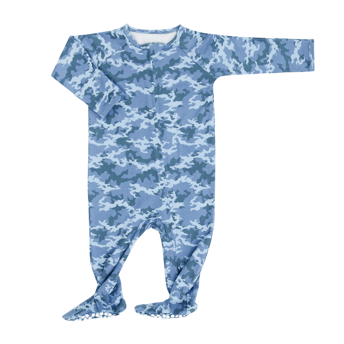 Sweet Bamboo Blue Camouflage Zipper Footie - 