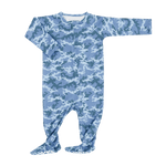Sweet Bamboo Blue Camouflage Zipper Footie - 