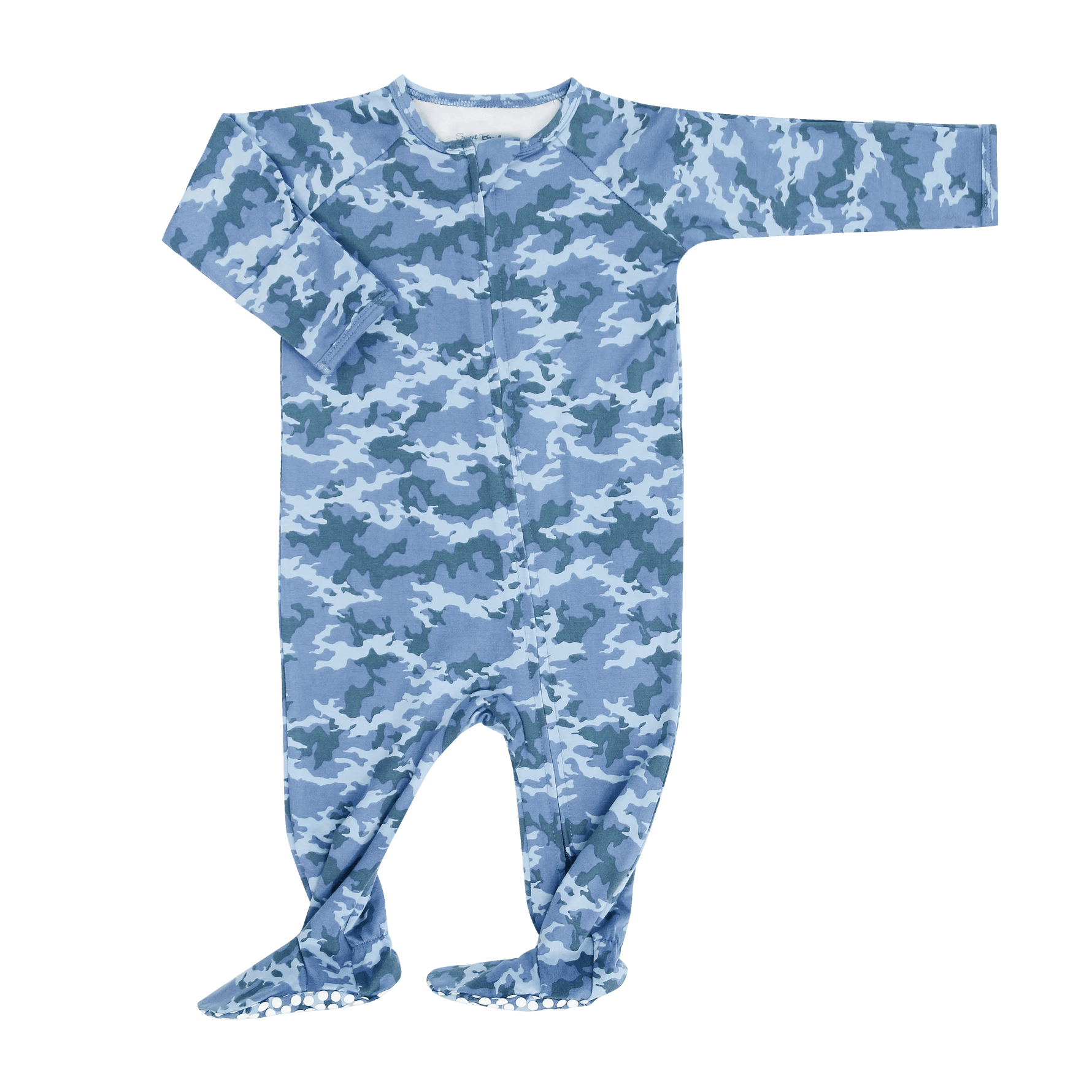 Sweet Bamboo Blue Camouflage Zipper Footie - 