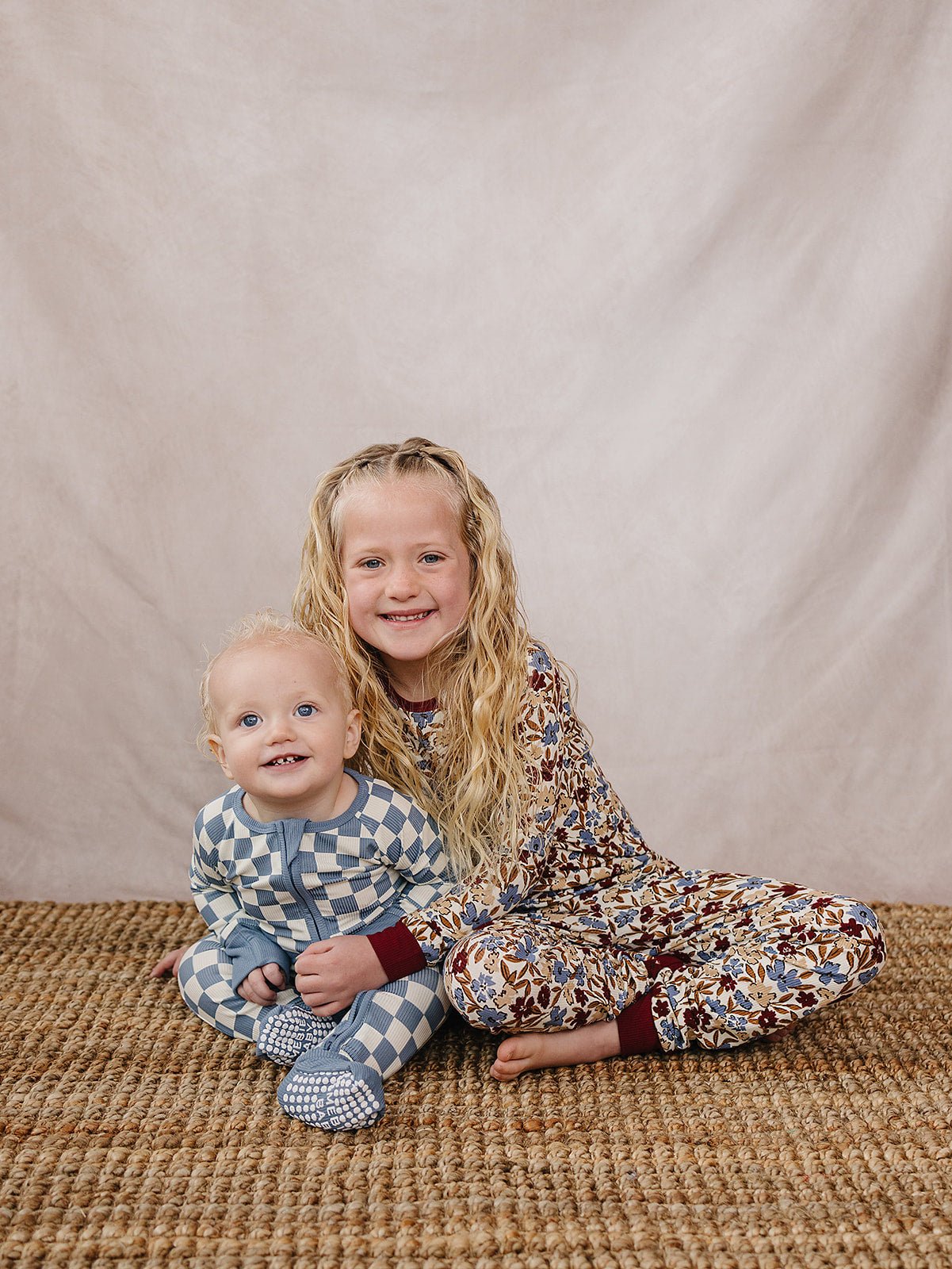 Mebie Baby Blue Checkered Bamboo Zipper Footed Pajamas For Babies With Double Zipper - 