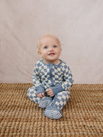Mebie Baby Blue Checkered Bamboo Zipper Footed Pajamas For Babies With Double Zipper - 