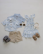 Mebie Baby Blue Checkered Linen Button Up Shirt - 